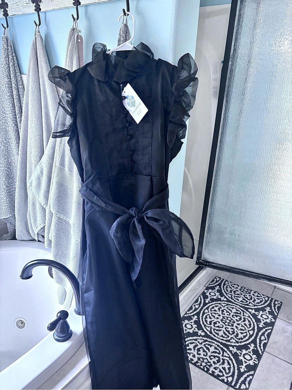 Sue Sartor Fairfield Dress – Black Silk Organza – XL – NWT